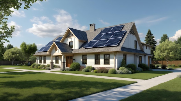 House with Solar Panels