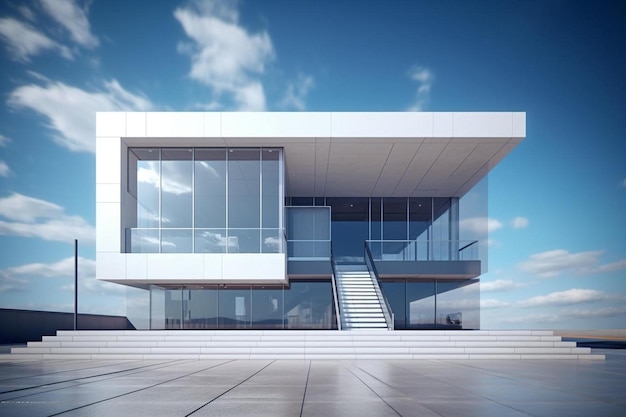 a house with a staircase that opens up to a balcony