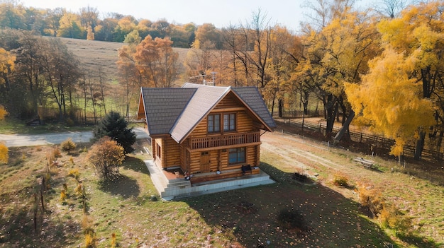 House with a veranda for recreation Landscape design of the area around the house generative ai