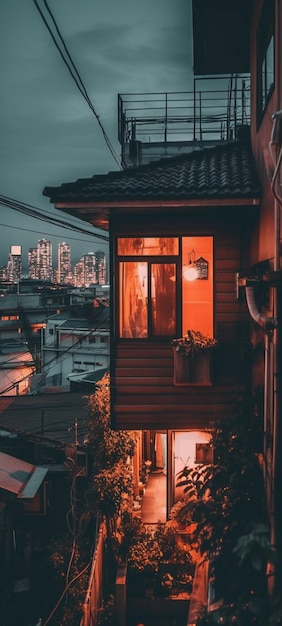 A house with a view of the city lights