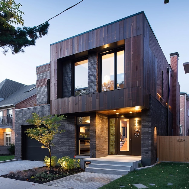 a house with a wooden fence and a sign that says  welcome to the front