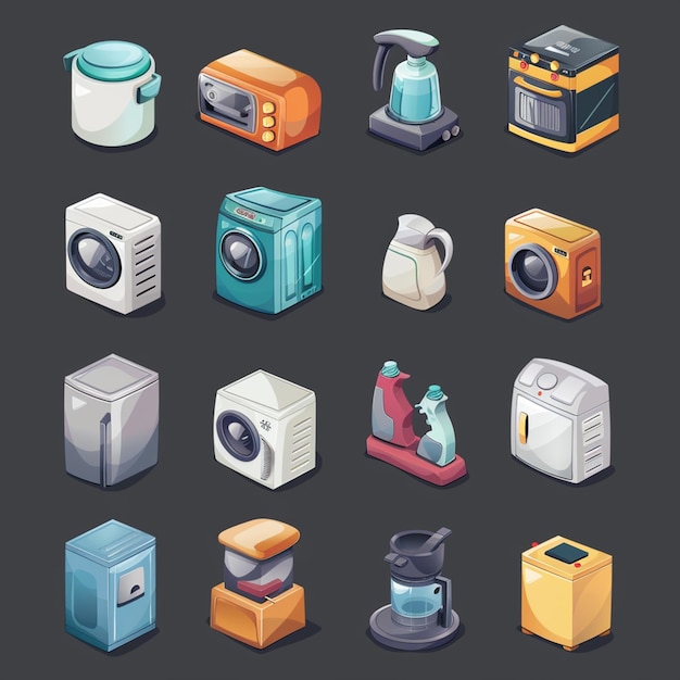 Photo household appliance icon set