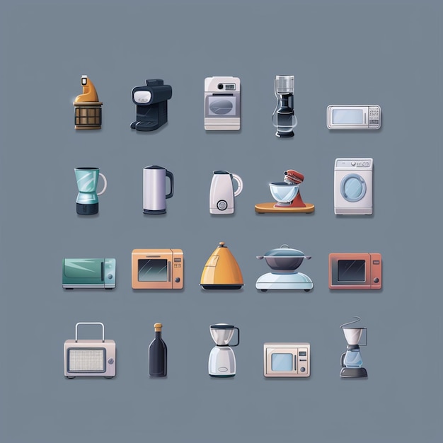 Photo household appliance icon set