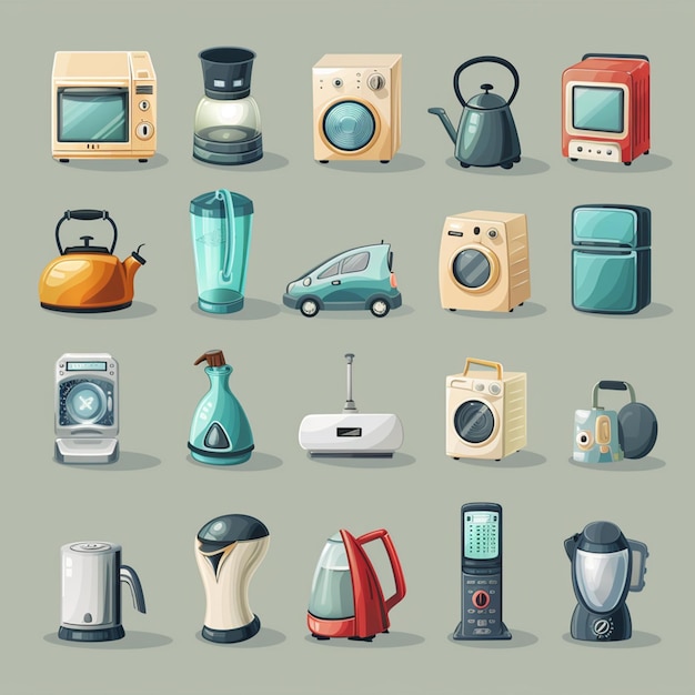 Photo household appliance icon set