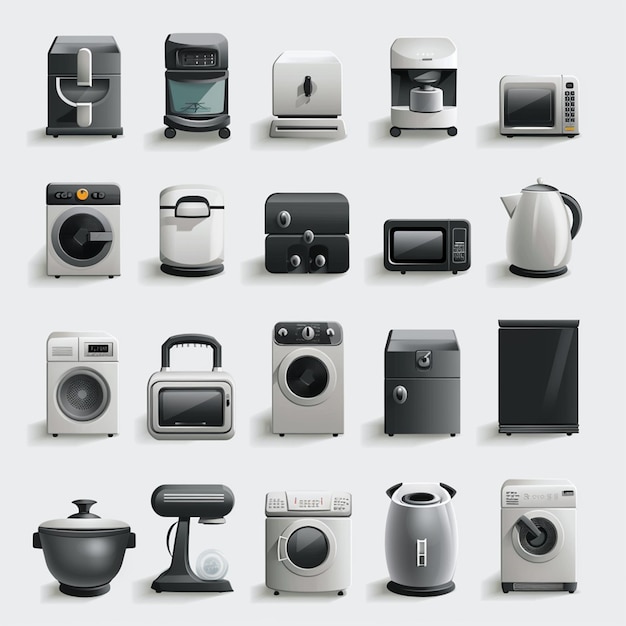 Photo household appliance icon set