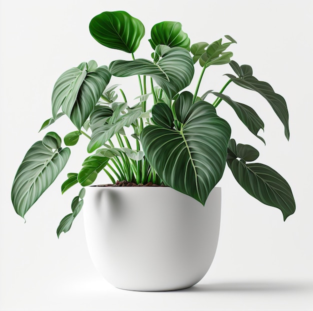 Houseplant in pot isolated over white background Generative AI illustration