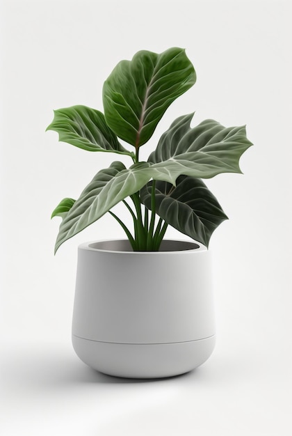 Houseplant in pot isolated white background interior design botanical concept Generative AI