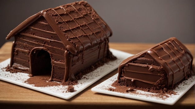 houseshaped chocolate cake