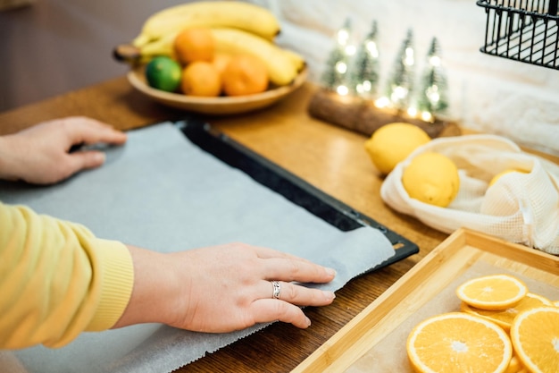 How to dry orange slices for eco friendly zero waste holiday decor close up process of drying orange