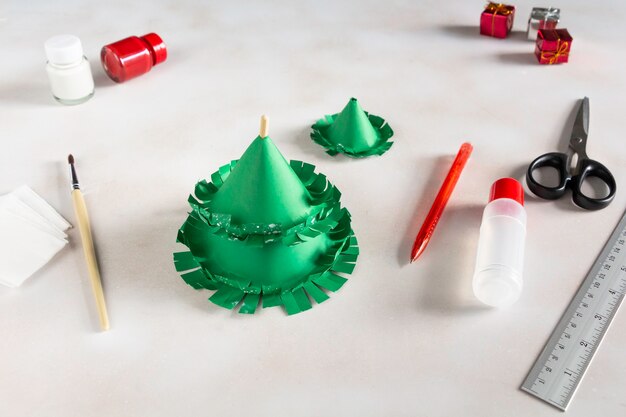 How to make nice Christmas Tree from color paper with children step by step DIY 
project Step 8