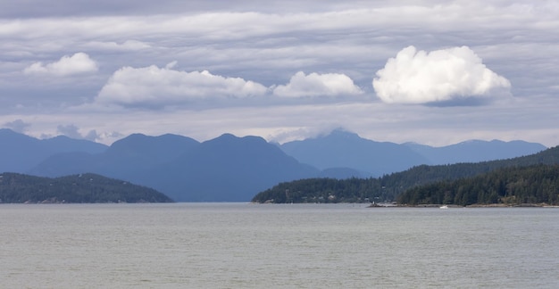 Howe Sound Islands and Canadian Mountain Landscape Background