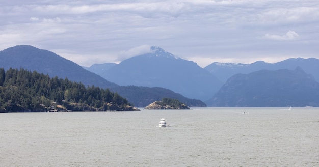 Howe sound islands and canadian mountain landscape background