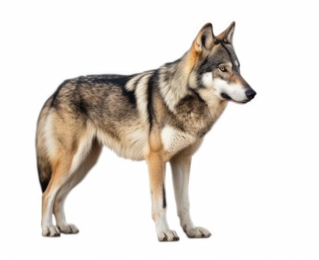 Howling gray wolf isolated on white background