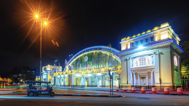 Hua Lamphong Railway Station on night time.