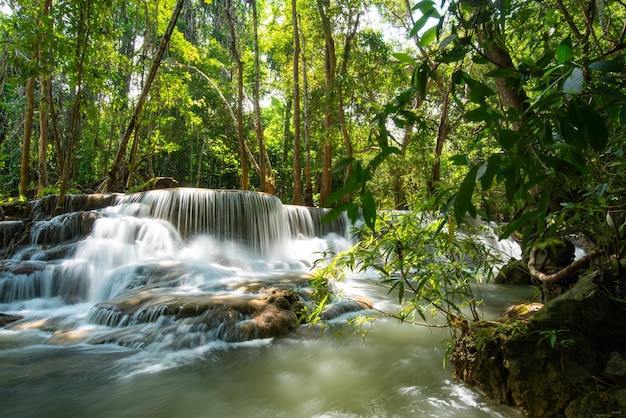 Huai Mae Khamin waterfall at Kanchanaburi Thailand beautiful waterfall