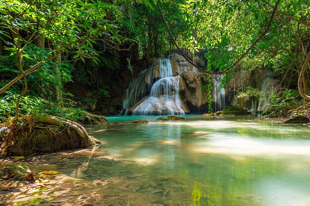 Huay Mae Khamin Waterfall Nature landscape of Kanchanaburi district in natural area