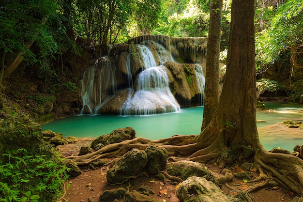 Huay Mae Khamin Waterfall Nature landscape of Kanchanaburi district in natural area