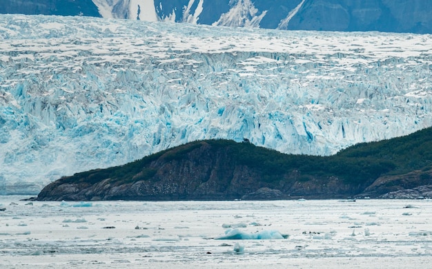 The Hubbard glacier near Valdez in Alaska on cloudy day