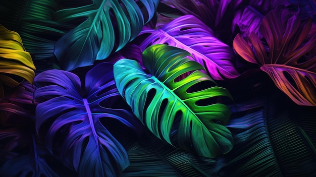 Hues of the Tropics Gradient Tropical Leaves Bathed in Rich Colors