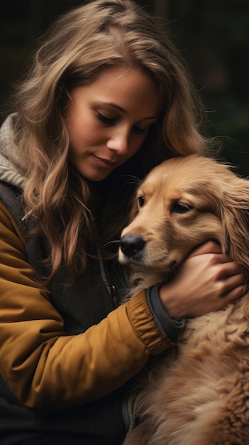 hug between a faithful pet and its owner