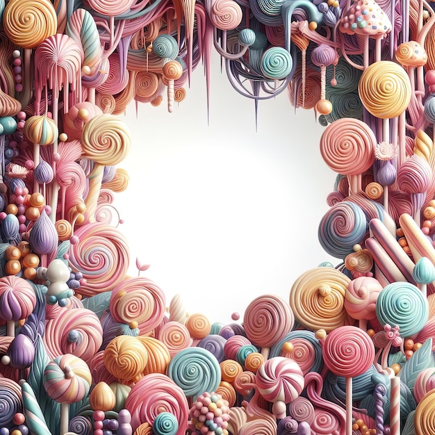 Huge beautiful colorful sweet candy forest by Ai generated