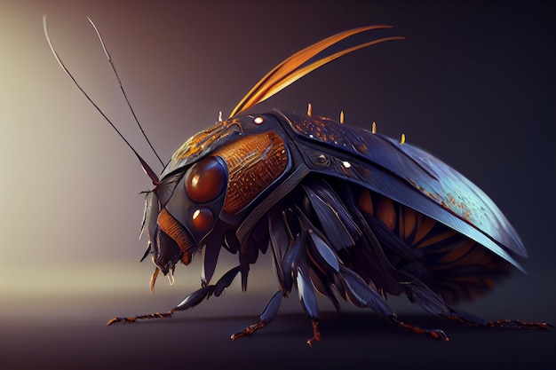 Huge black beetle Madagascar cockroach Insect Animal Generative AI