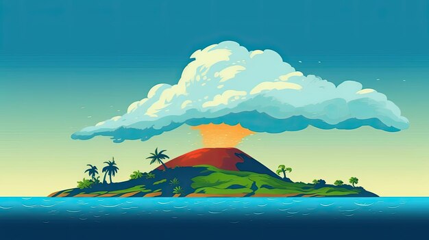 Huge Cloud Over Tropical Island Generative AI