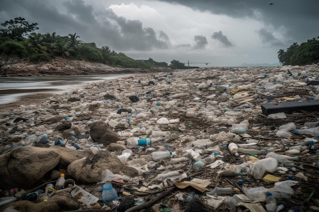 Huge dump with a lot of plastic Environmental pollution concept Created with Generative AI