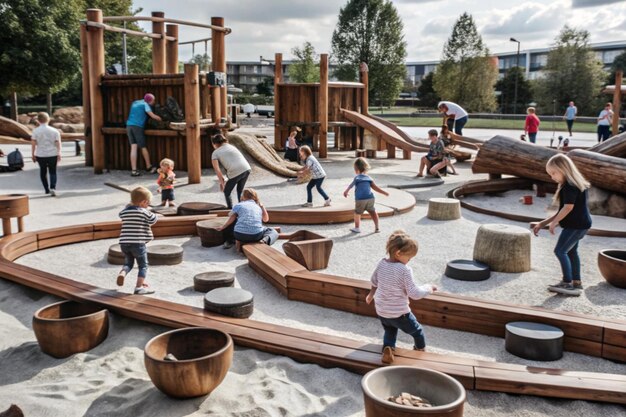 Photo huge hugechildrens park playground natural materials playground