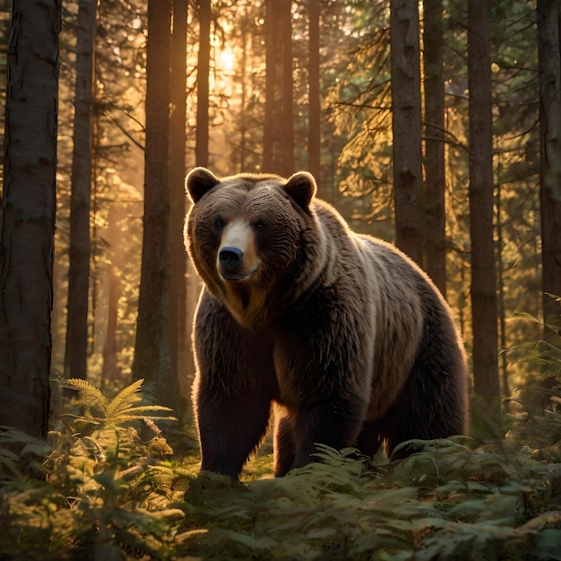 a huge intimidating bear standing on its hind legs munching on tempting cookies