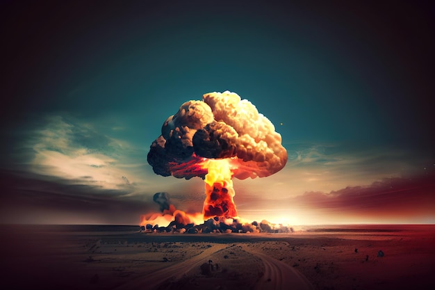 Huge nuclear bomb explosion end of the world Generative Ai