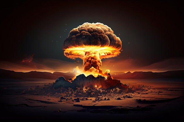 Huge nuclear bomb explosion end of the world Generative Ai