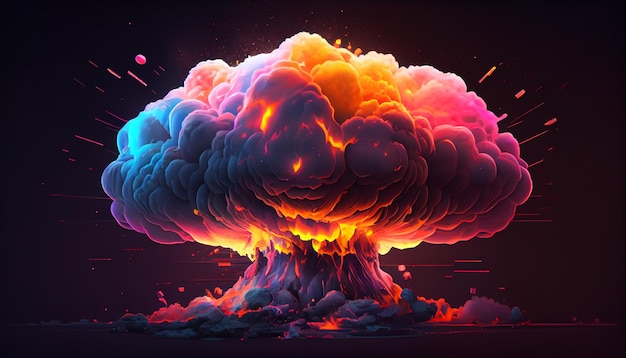 Huge nuclear explosion with smoke Generative Ai