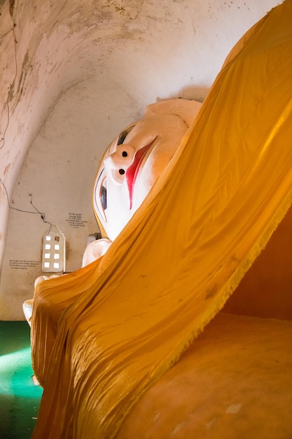 Huge Reclining Buddha Image at Manuha Pagoda Bagan Myanmar