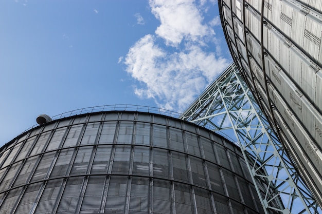 Photo huge, silver,silos on a feed factory