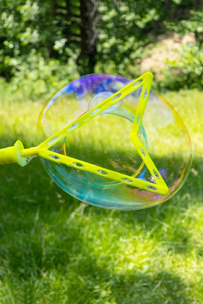 Huge soap bubble Outdoor games for children concept