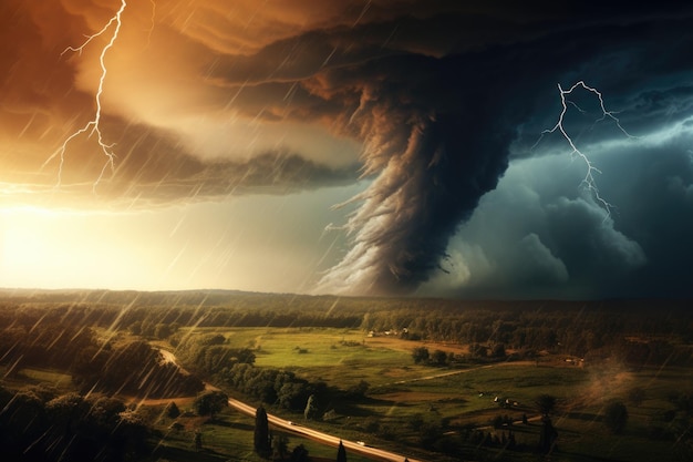 A huge tornado in nature