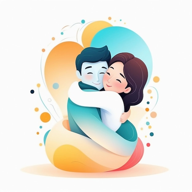 hugging cartoon abstract illustration concept with the theme of world hugging day