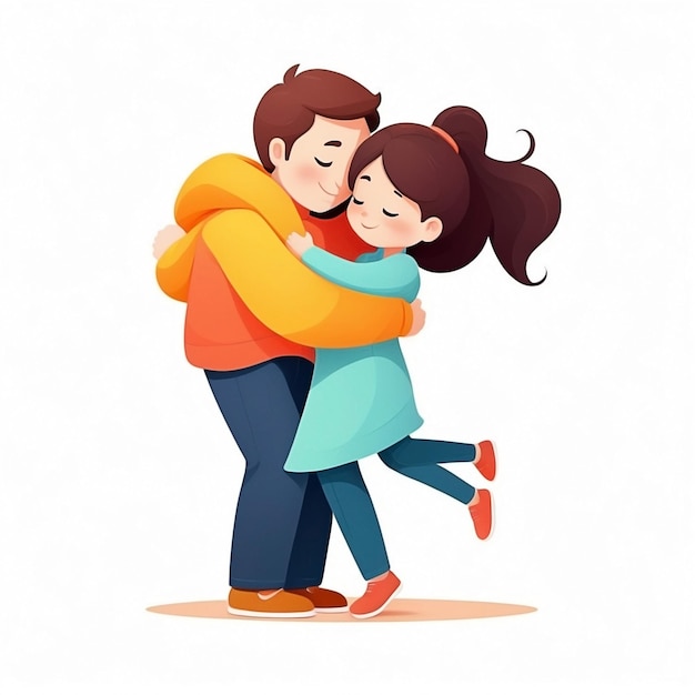 hugging cartoon abstract illustration concept with the theme of world hugging day