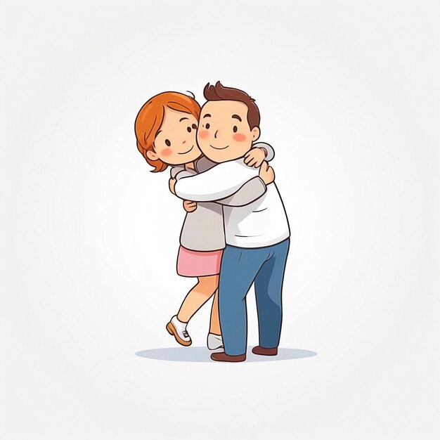 Photo hugging cartoon abstract illustration concept with the theme of world hugging day