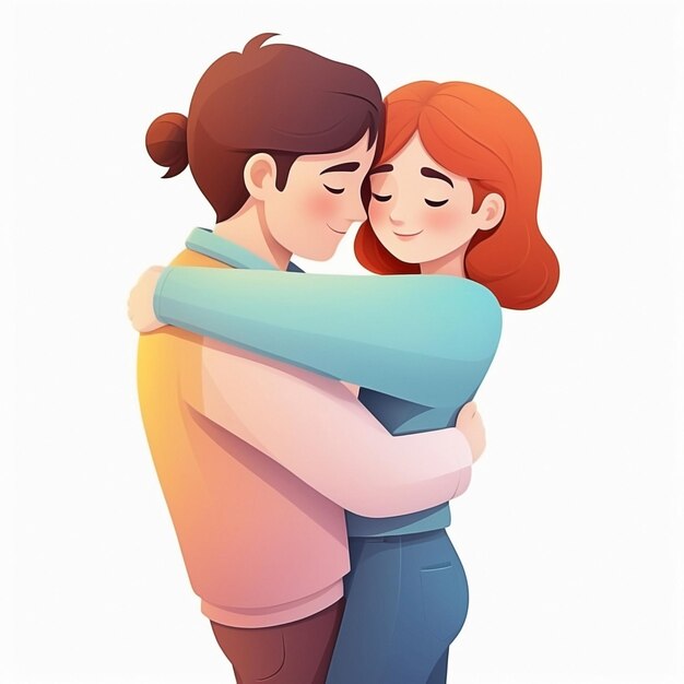 Photo hugging cartoon abstract illustration concept with the theme of world hugging day