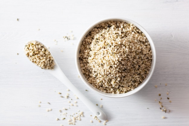 Hulled hemp seeds, healthy superfood supplement