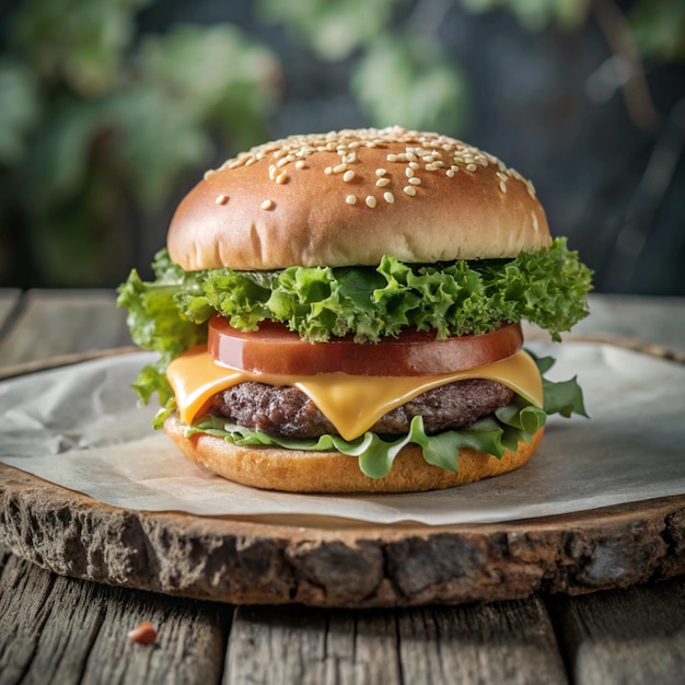 Photo hum burger with chees isolated on transparent background