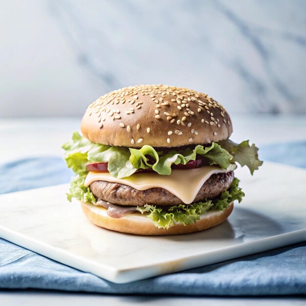 Photo hum burger with chees isolated on transparent background