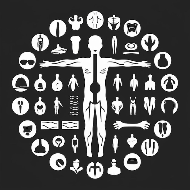 Photo human anatomy wheellike icons