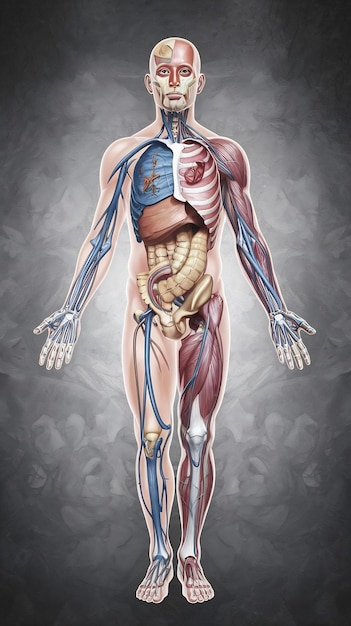 Photo human anatomy with an illustration showcasing a standing male body