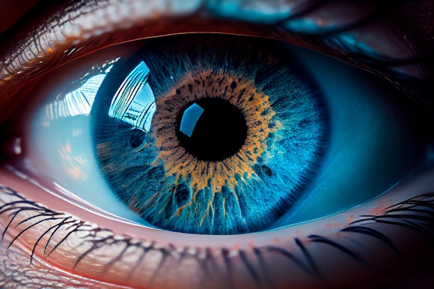 Human blue eye close up Generative AI