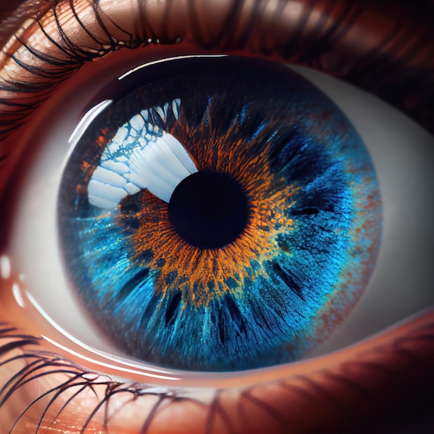 Human blue eye realistic beautiful closeup zoom