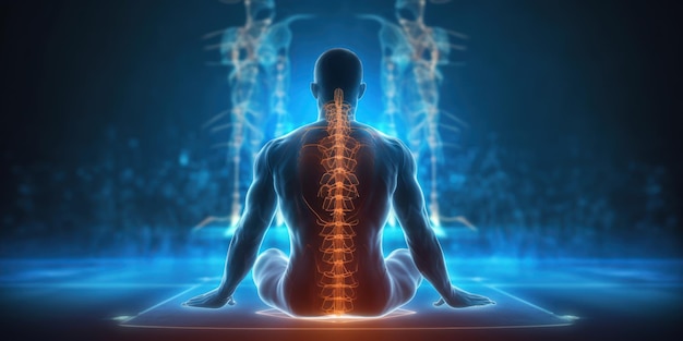 Human body back pain Augmented reality discomfort of spine trauma Generative AI