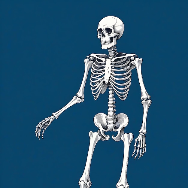 Photo a human body skeleton for halloween isolated human skeleton anatomy